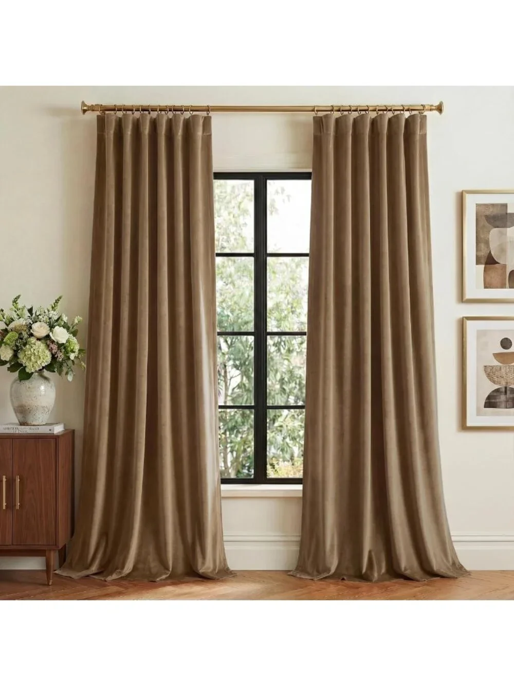 Luxurious Tan Brown Velvet Curtains 108